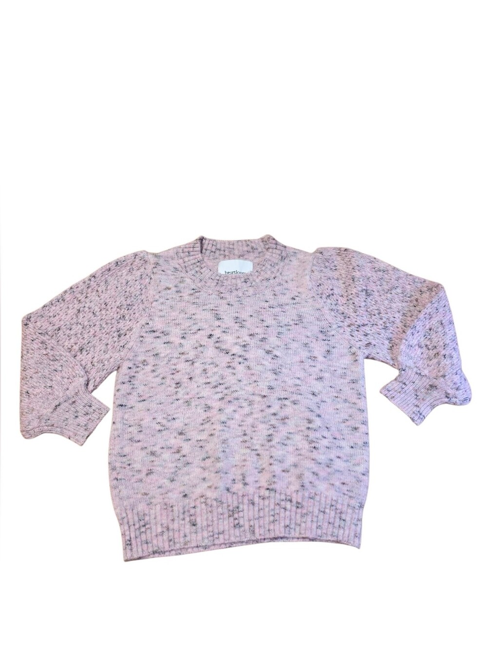 Heartloom 3/4 Sleeve Super Soft Pink & White Confetti Crewneck Sweater Size XS